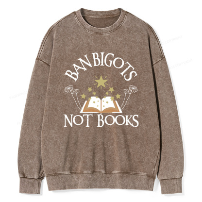 Pagewings Ban Bigots Not Books Unisex Washed Sweatshirt