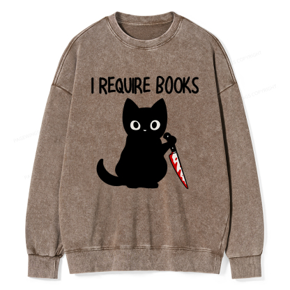 Pagewings I Require Books Unisex Washed Sweatshirt