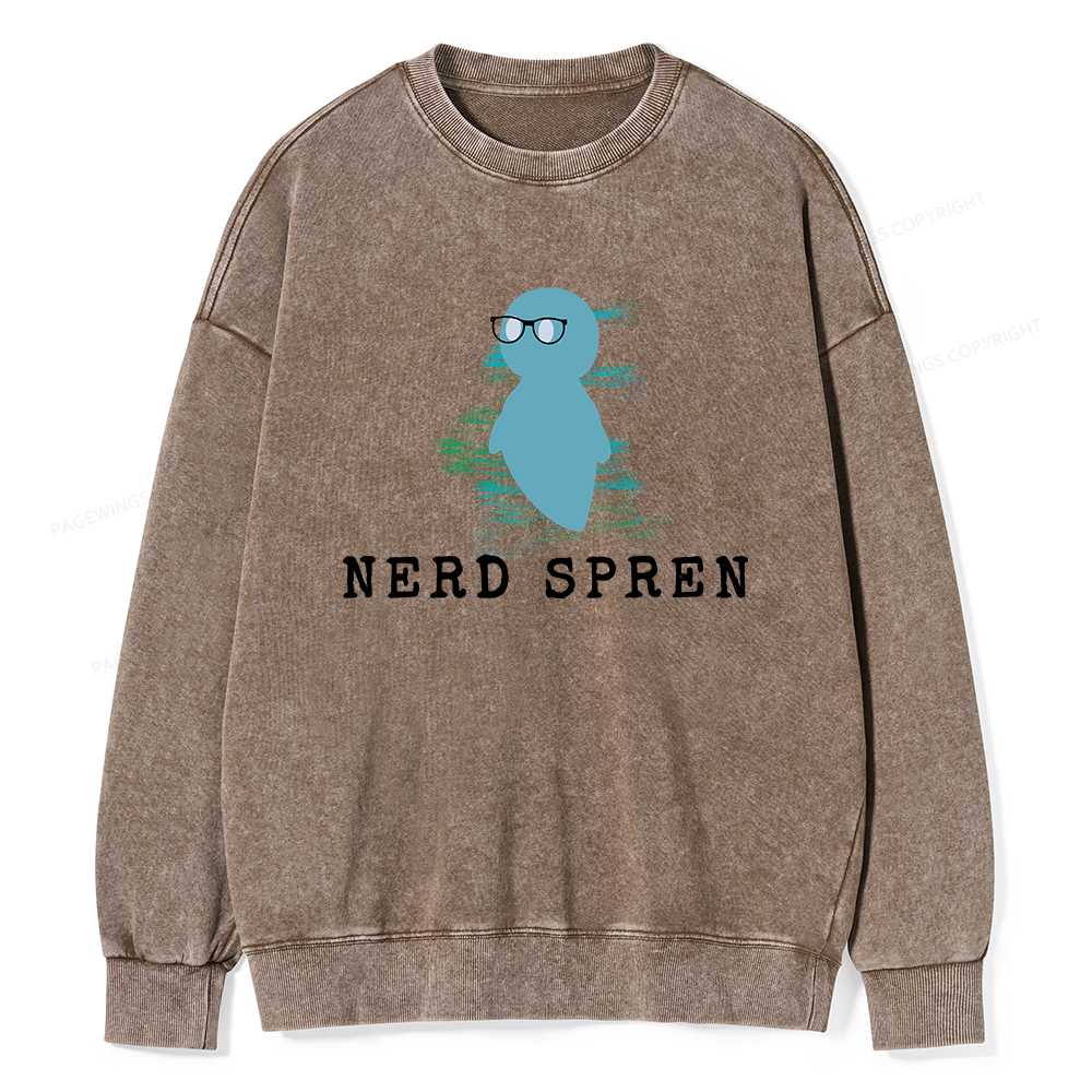 Pagewings Nerd Spren Unisex Washed Sweatshirt