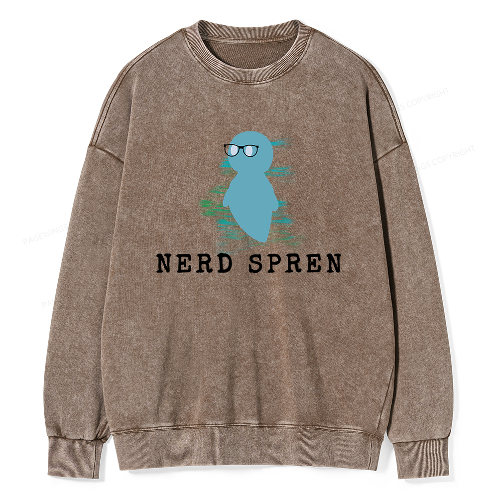 Pagewings Nerd Spren Unisex Washed Sweatshirt