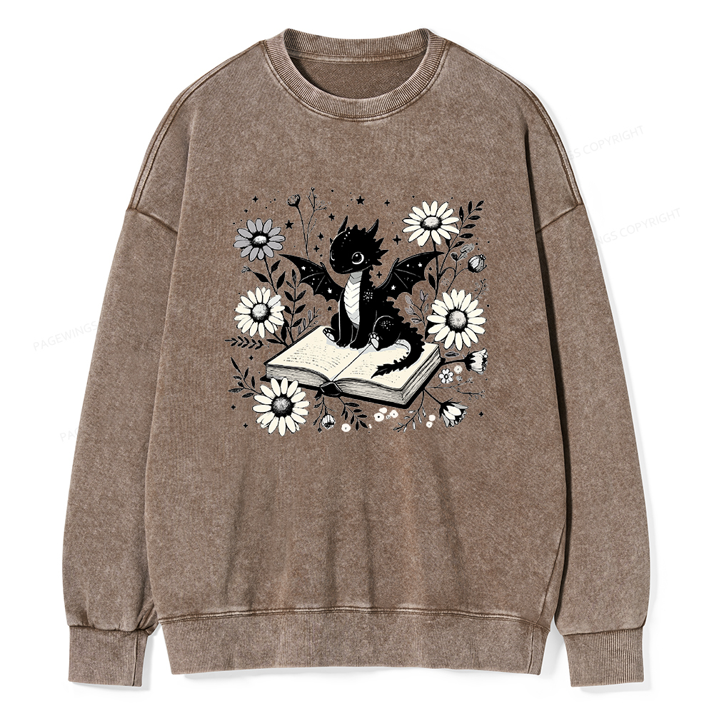 Pagewings Bookworm Dragon Unisex Washed Sweatshirt