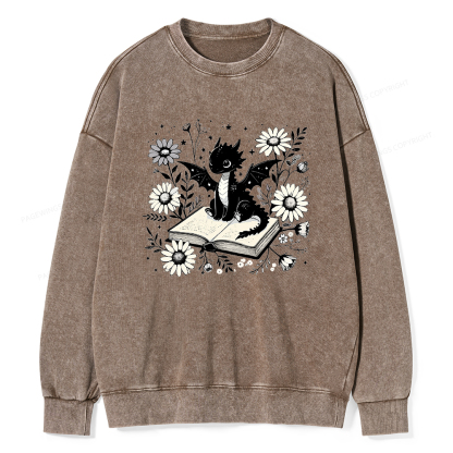 Pagewings Bookworm Dragon Unisex Washed Sweatshirt