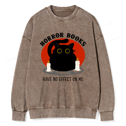Pagewings Horror Books Have No Effect On Me Unisex Washed Sweatshirt