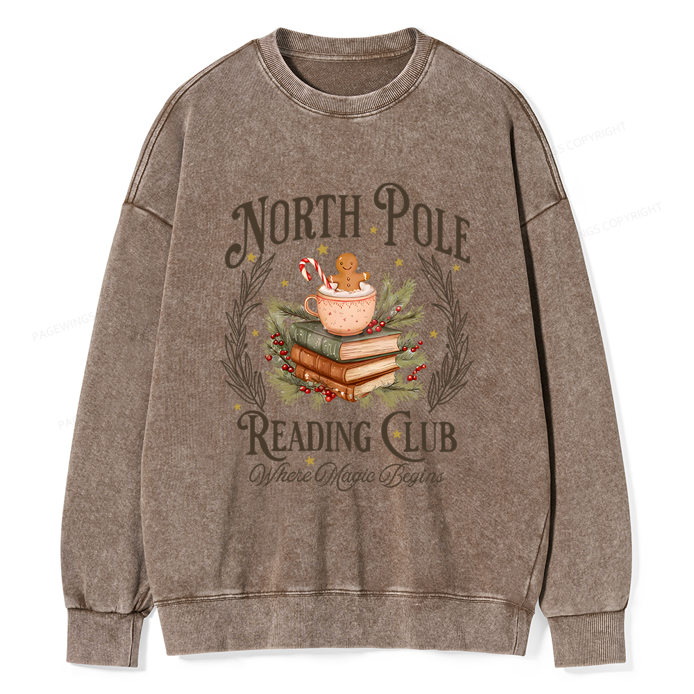 Pagewings  North Pole Book Club Unisex Washed Sweatshirt