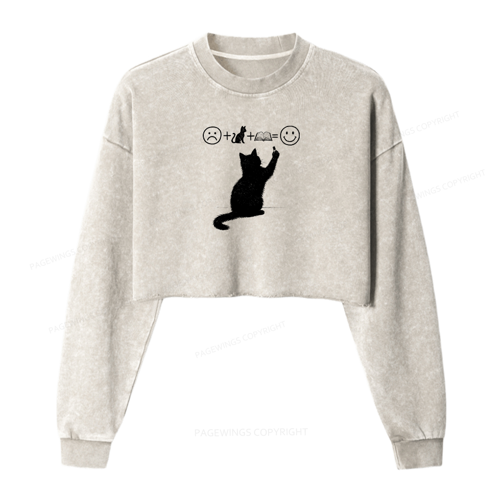 Pagewings A Good Life Is Made Up of Books Women Washed Crop Sweatshirt
