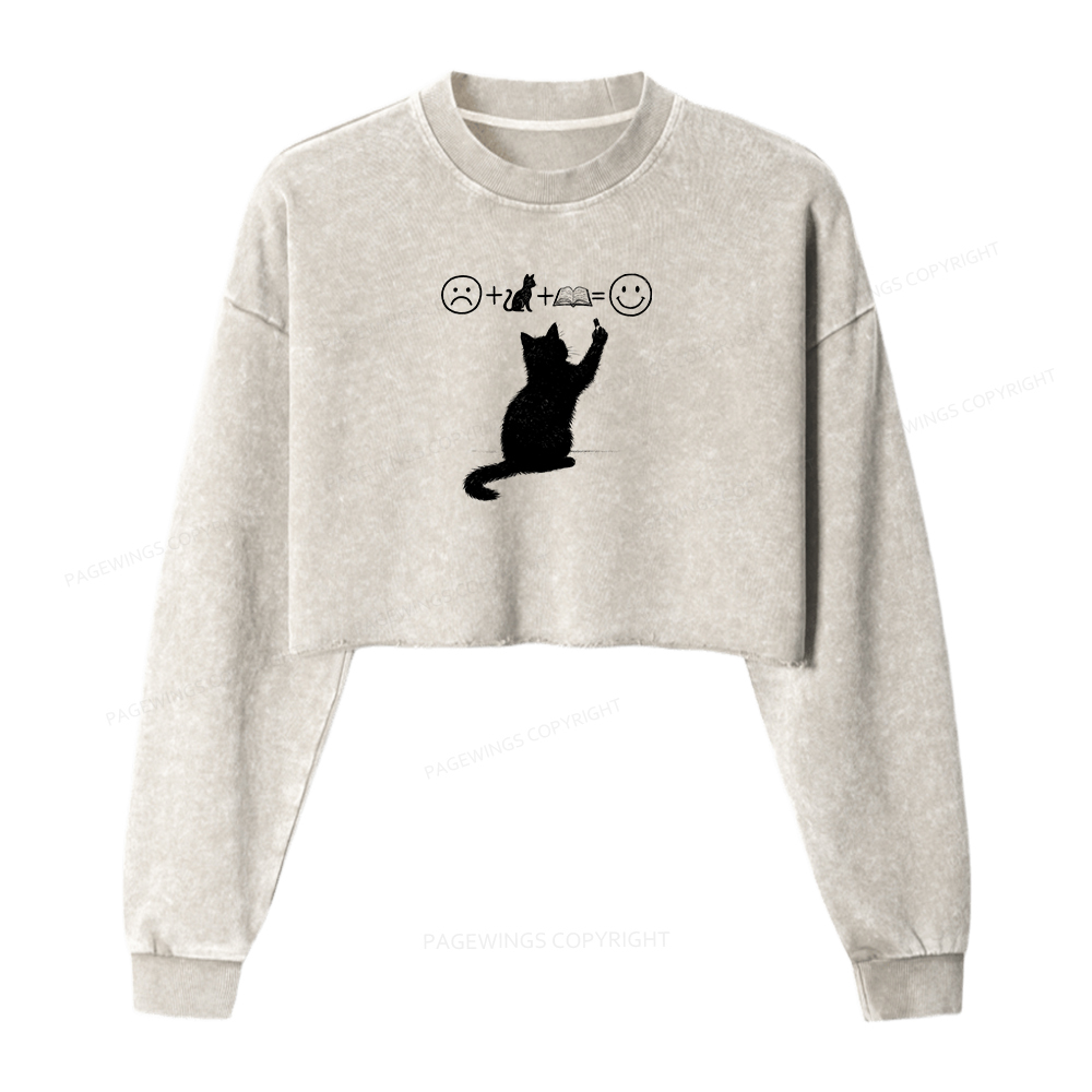 Pagewings A Good Life Is Made Up of Books Women Washed Crop Sweatshirt