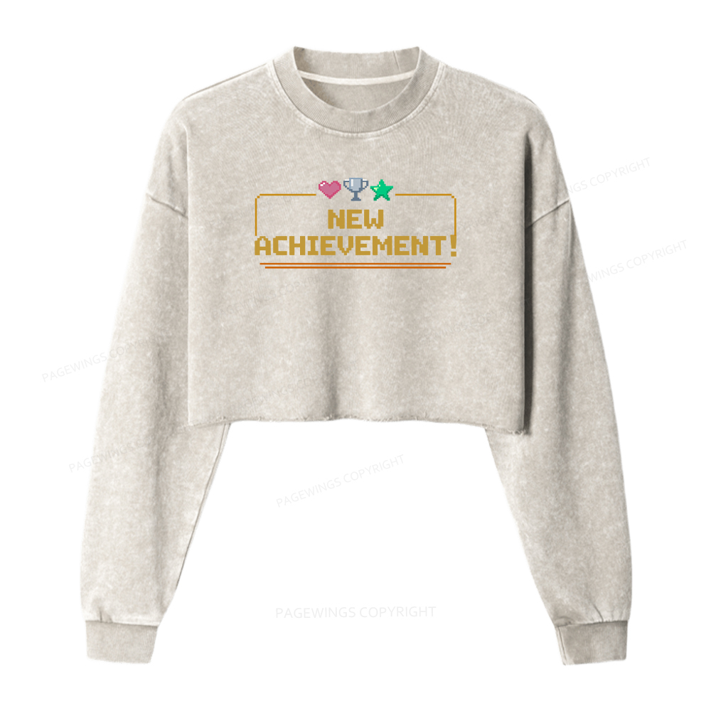 Pagewings New Achievement Women Washed Crop Sweatshirt