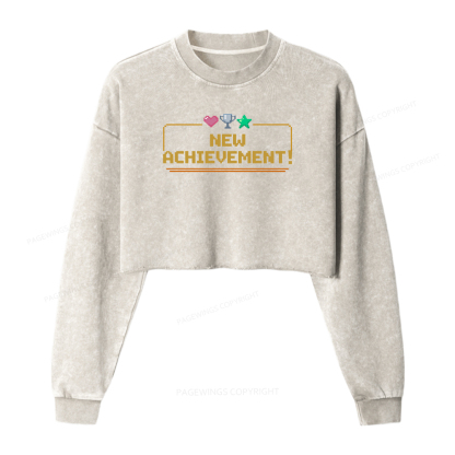 Pagewings New Achievement Women Washed Crop Sweatshirt