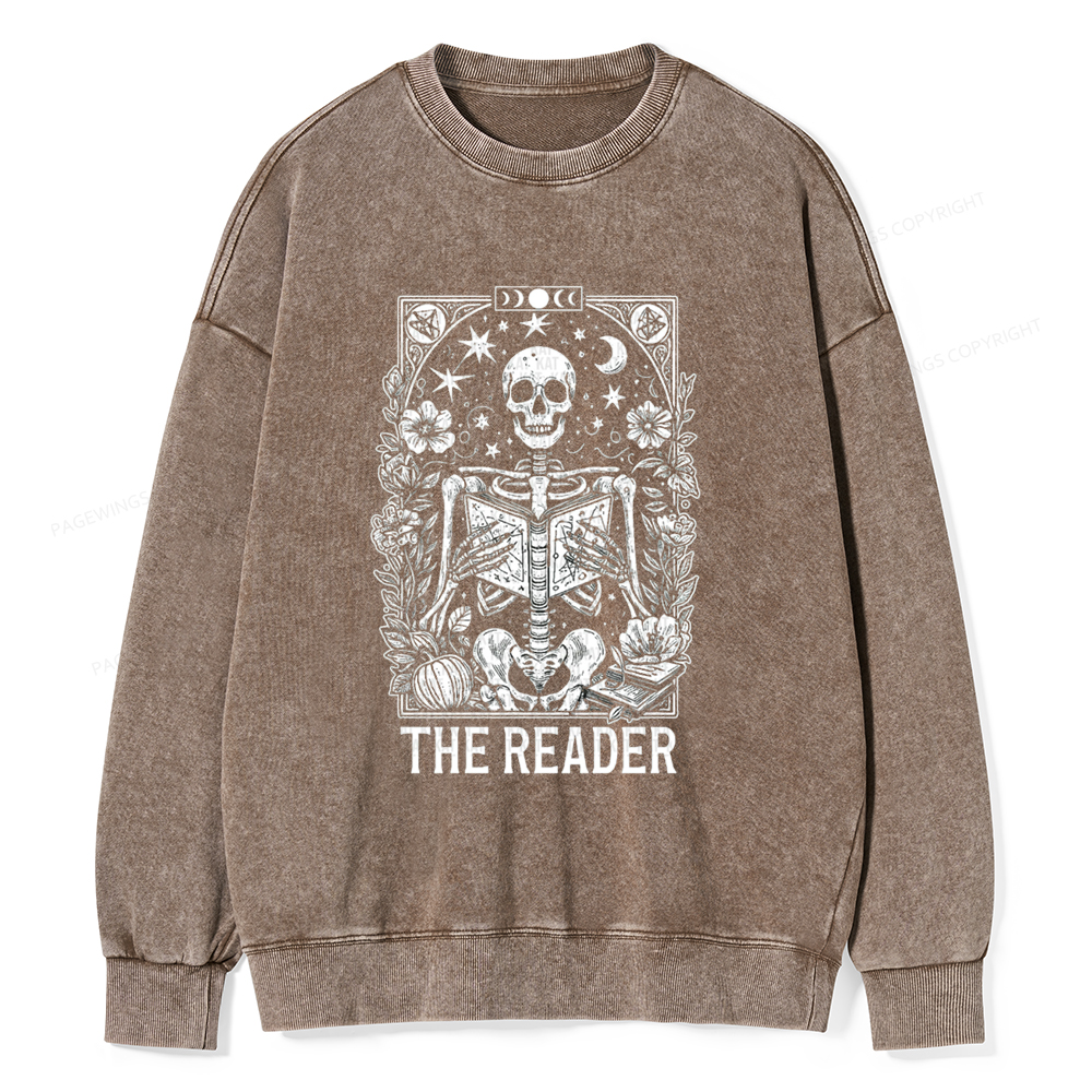 Pagewings The Reader Tarot Card Shirt Unisex Washed Sweatshirt