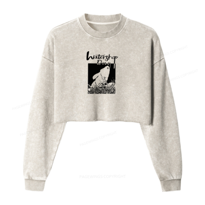 Pagewings Watership Women Washed Crop Sweatshirt