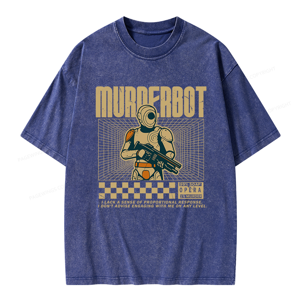 Pagewings Murderbot Unisex Washed T-shirt