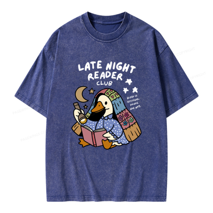 Pagewings Late Night Reader Club Unisex Washed T-shirt