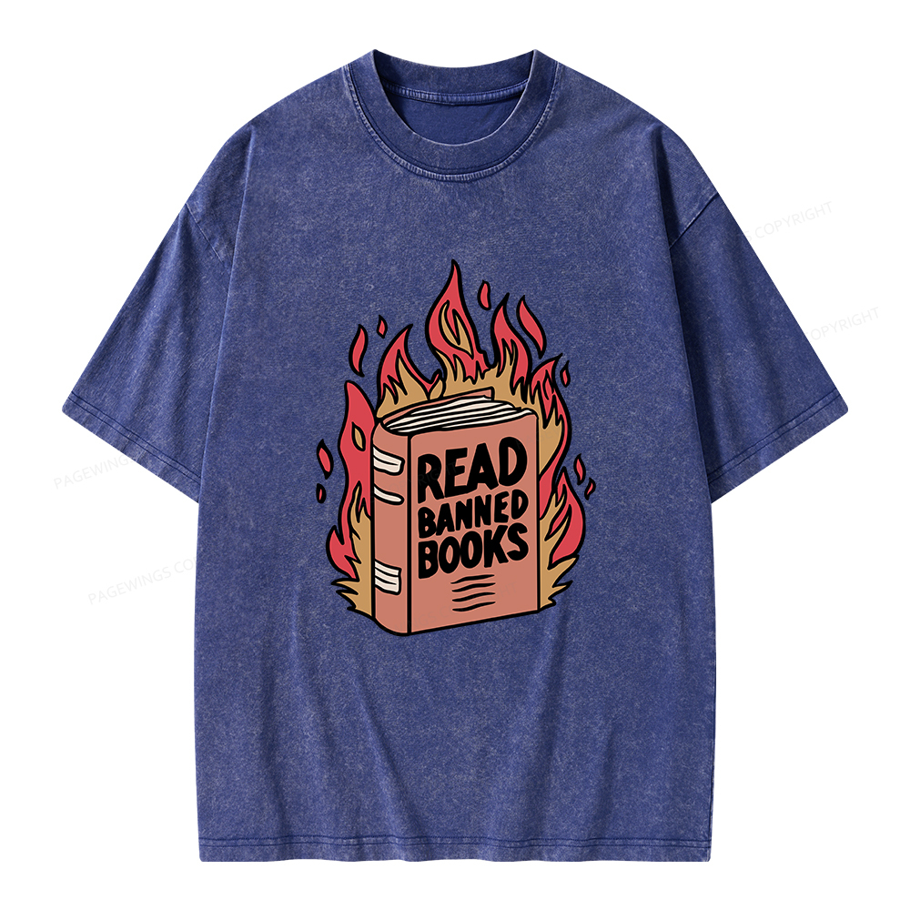 Pagewings Read Banned Books Shirt Unisex Washed T-shirt