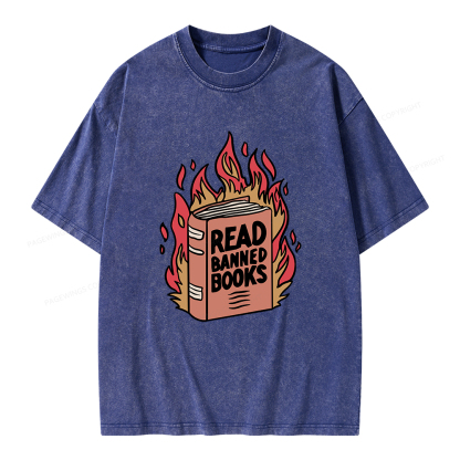 Pagewings Read Banned Books Shirt Unisex Washed T-shirt