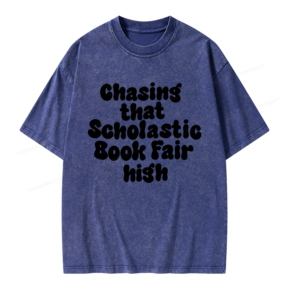 Pagewings Chasing That Scholastic Book Fair High Unisex Washed T-shirt