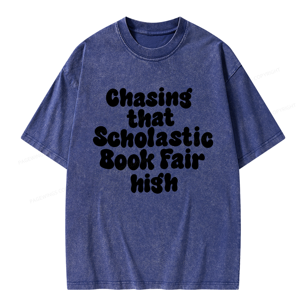Pagewings Chasing That Scholastic Book Fair High Unisex Washed T-shirt