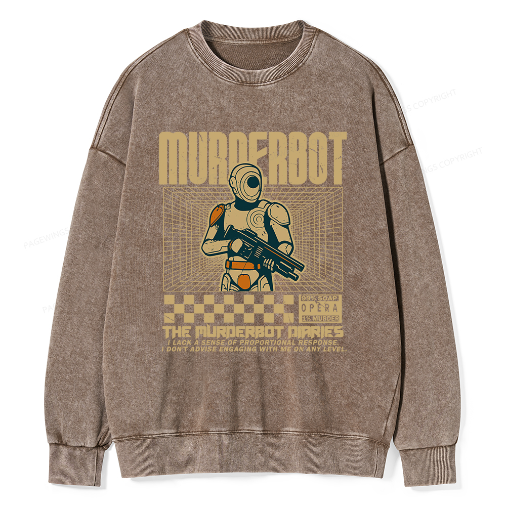 Pagewings Murderbot Unisex Washed Sweatshirt