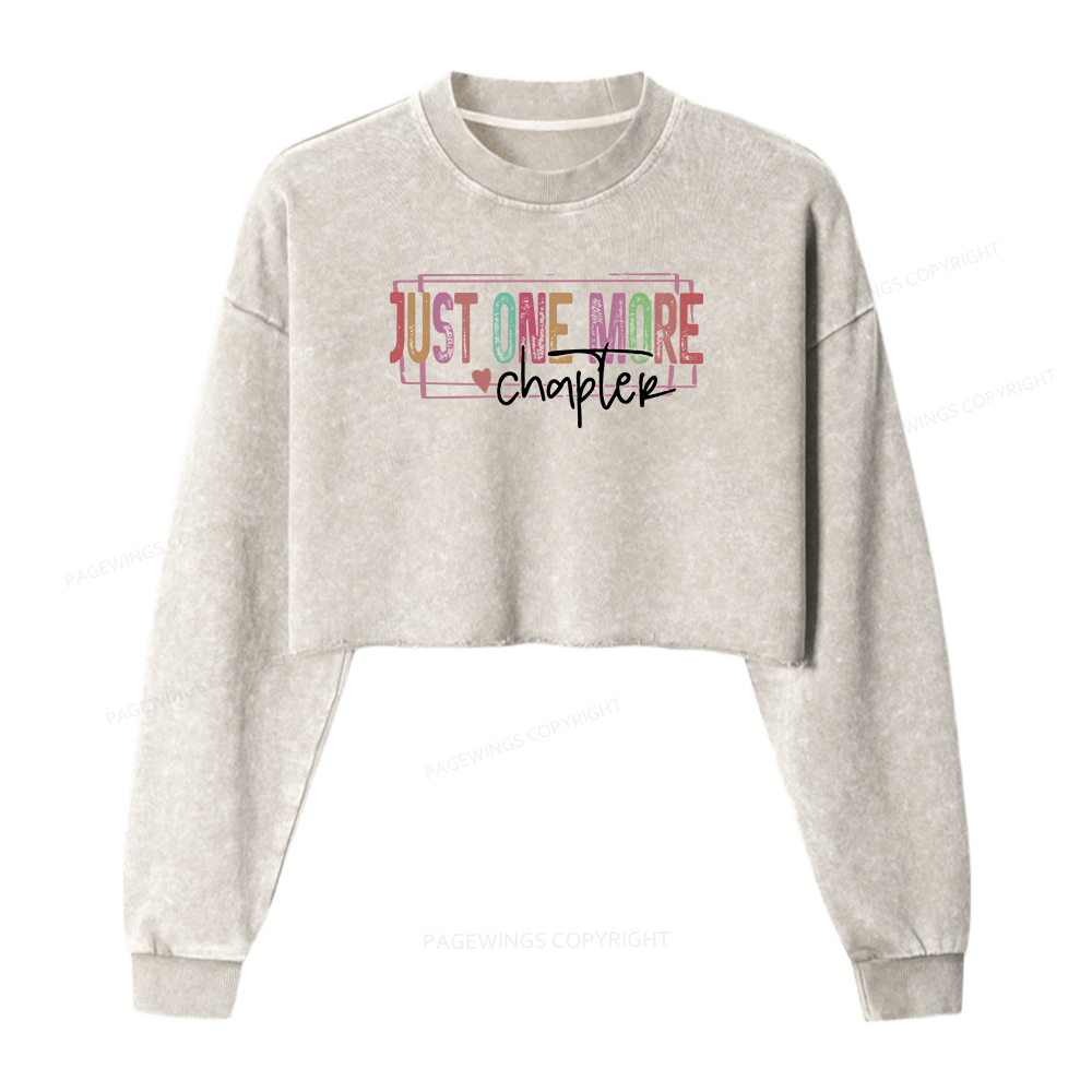 Pagewings Just One More Chapter Women Washed Crop Sweatshirt