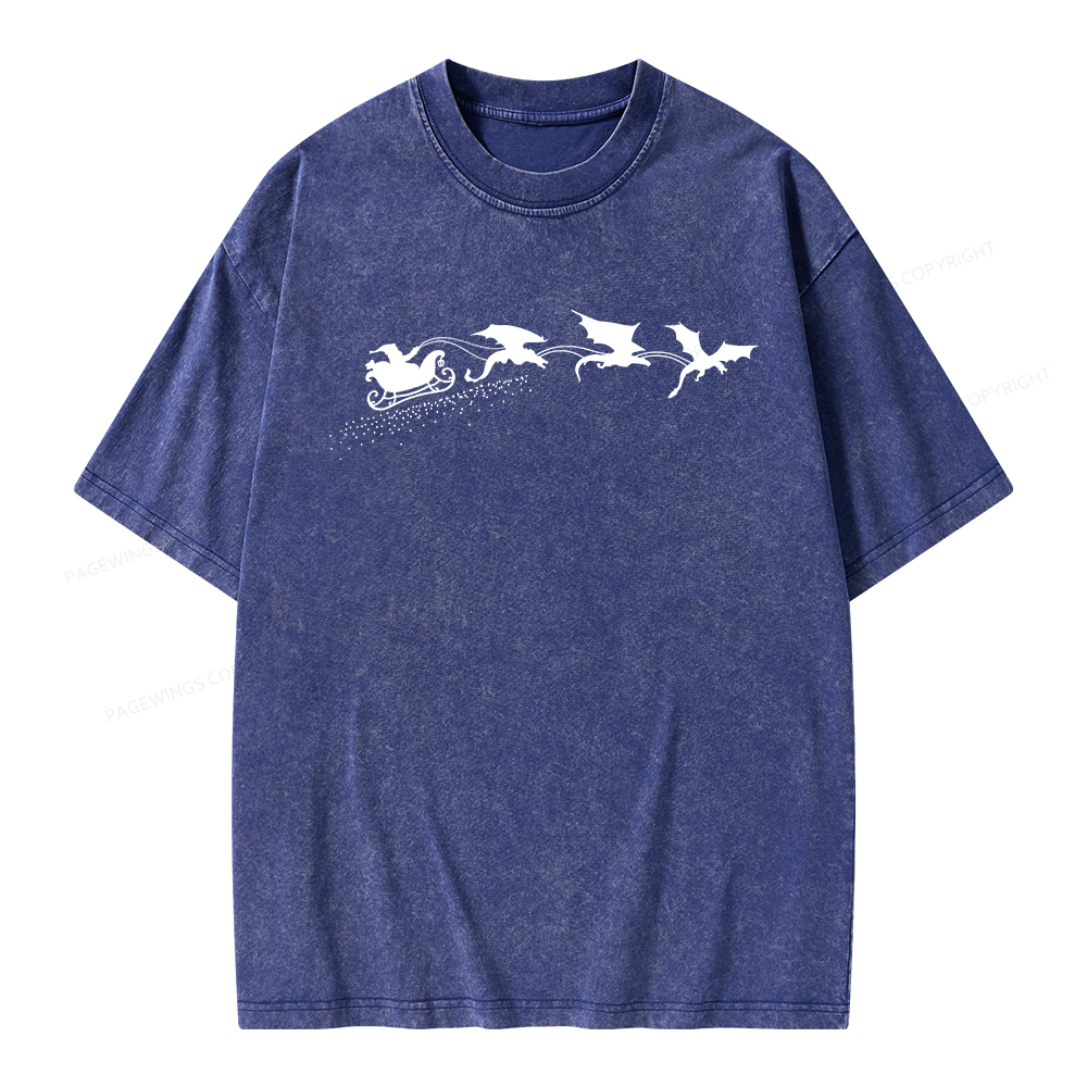 Pagewings Cozy Fantasy Christmas Unisex Washed T-shirt