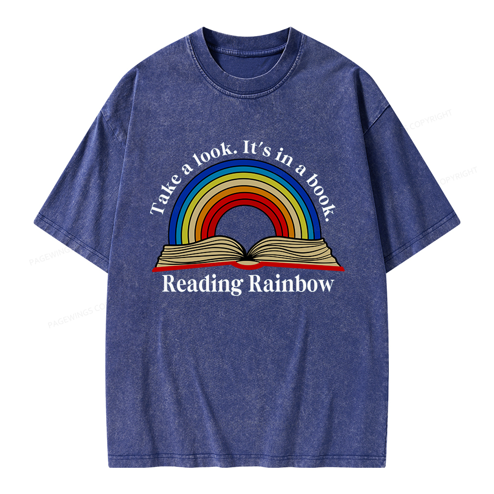 Pagewings Reading Rainbow Unisex Washed T-shirt