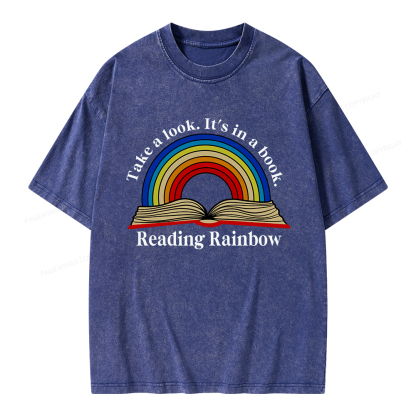 Pagewings Reading Rainbow Unisex Washed T-shirt