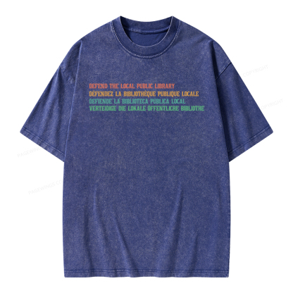 Pagewings Defend the Local Public Library Unisex Washed T-shirt