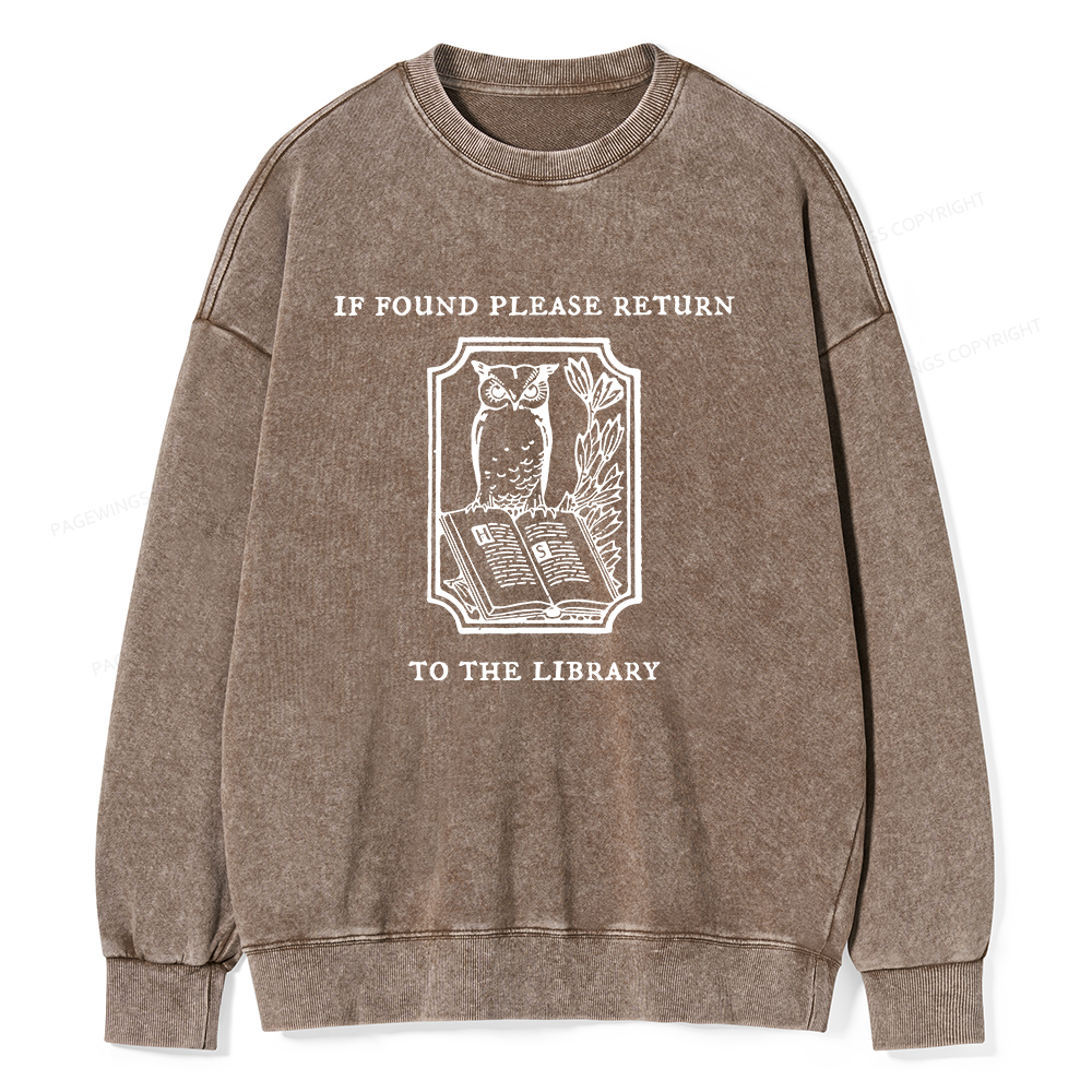 Pagewings Librarian Gift Owl Book Shirt Unisex Washed Sweatshirt