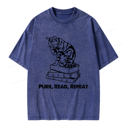 Pagewings Purr Read Repeat Unisex Washed T-shirt