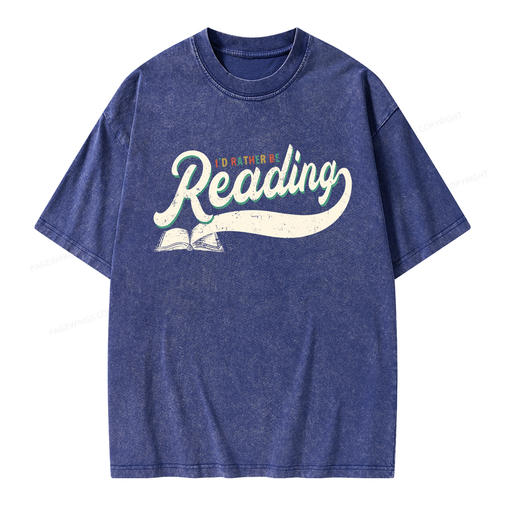 Pagewings I’d Rather Be Reading Unisex Washed T-shirt