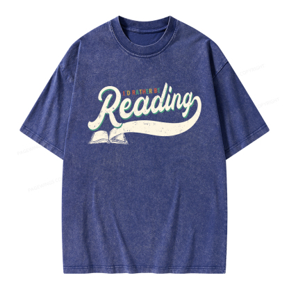 Pagewings I’d Rather Be Reading Unisex Washed T-shirt