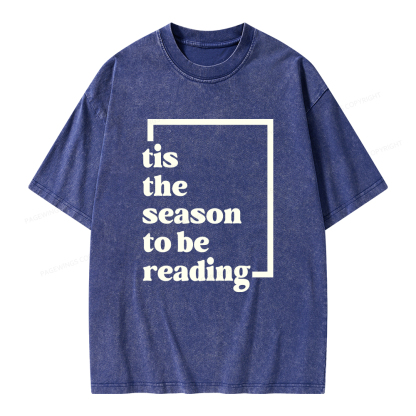 Pagewings Tis the season to be Reading Unisex Washed T-shirt
