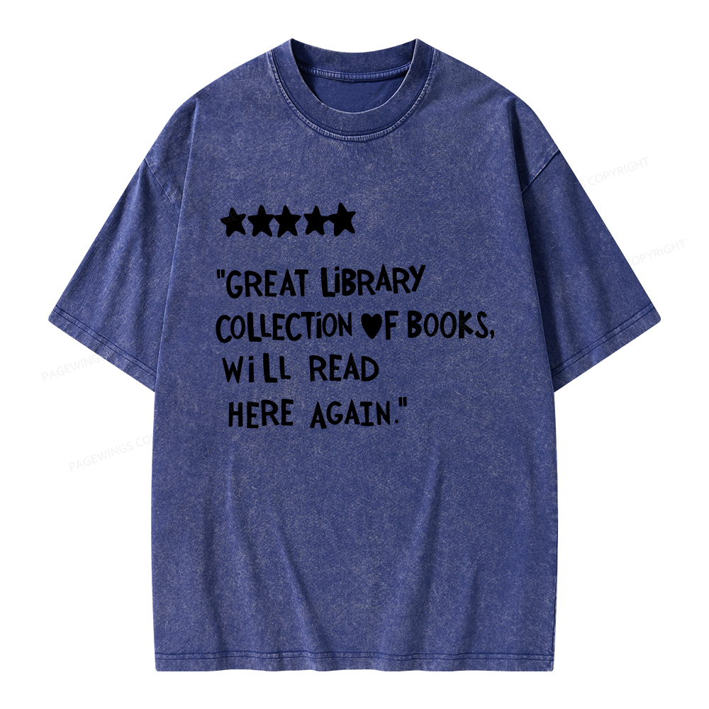 Pagewings Great Library Collection Of Books Unisex Washed T-shirt