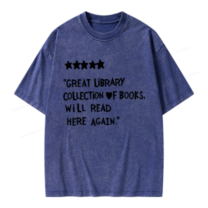 Pagewings Great Library Collection Of Books Unisex Washed T-shirt