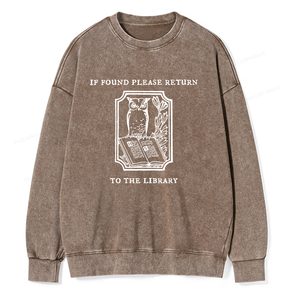 Pagewings Librarian Gift Owl Book Shirt Unisex Washed Sweatshirt