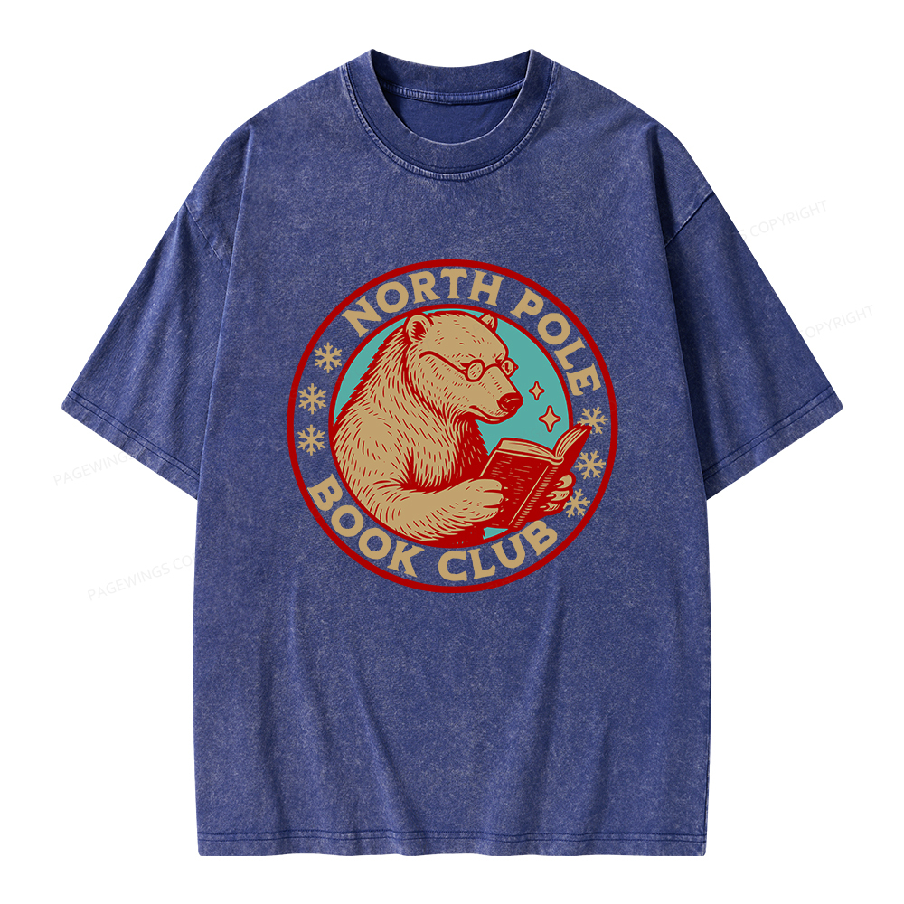 Pagewings North Pole Book Club Unisex Washed T-shirt