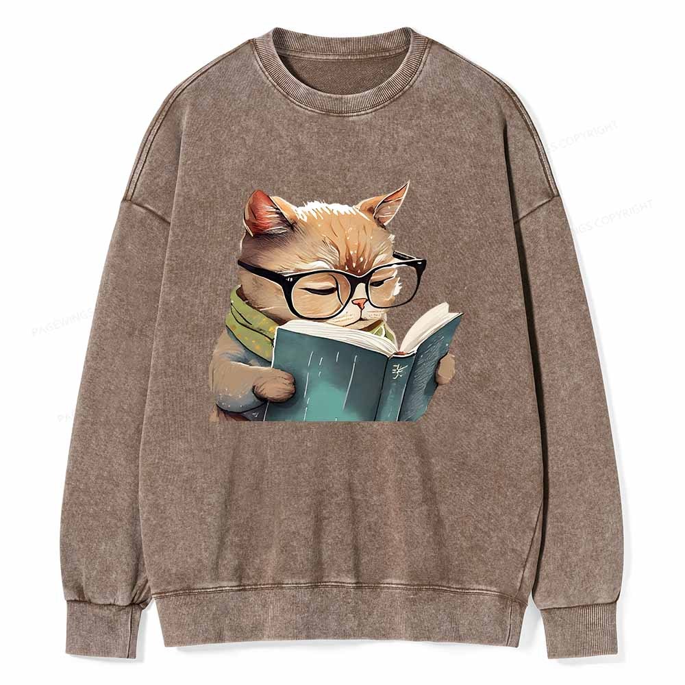 Pagewings Animals Reading Books Unisex Washed Sweatshirt