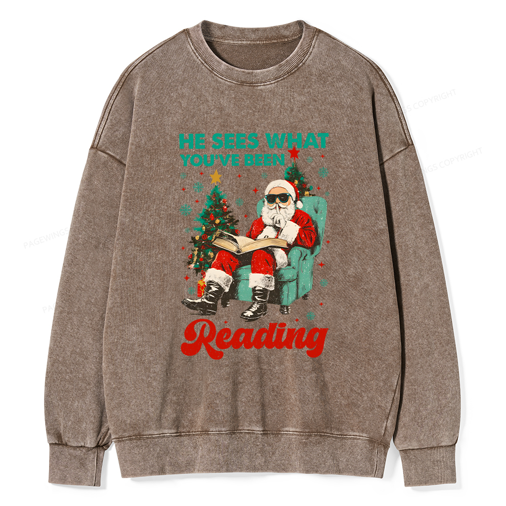 Pagewings Christmas Reading Unisex Washed Sweatshirt