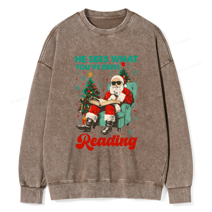 Pagewings Christmas Reading Unisex Washed Sweatshirt