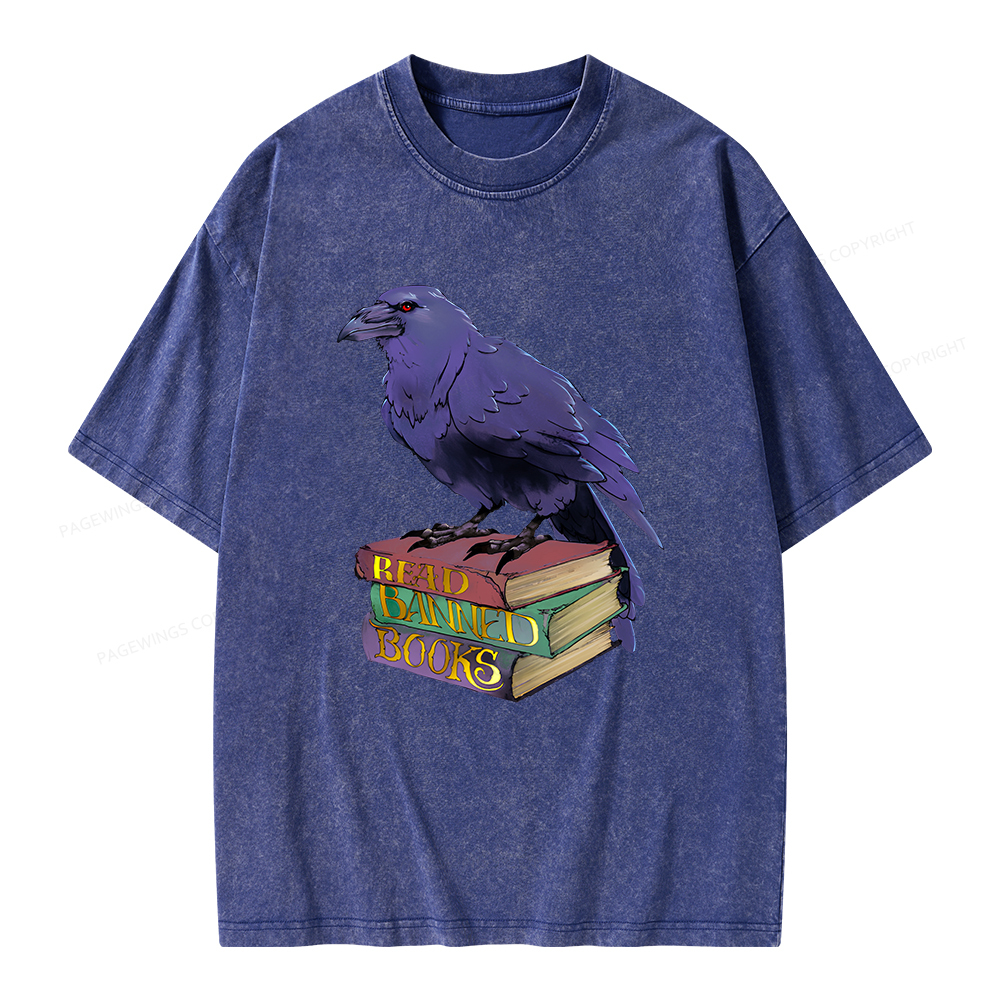 Pagewings Read Banned Books Unisex Washed T-shirt