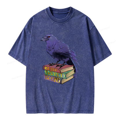 Pagewings Read Banned Books Unisex Washed T-shirt