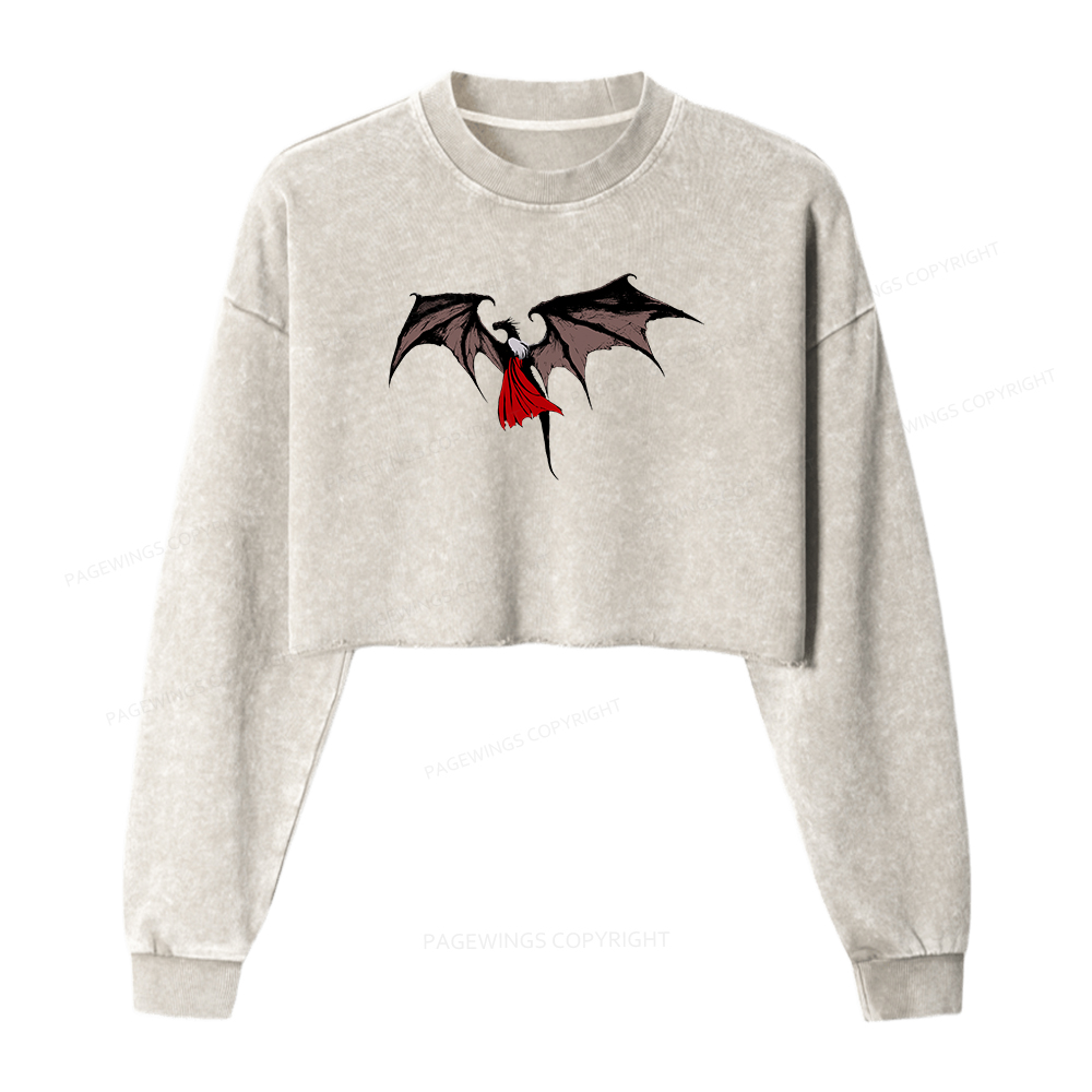 Pagewings Manon Blackbeak Women Washed Crop Sweatshirt