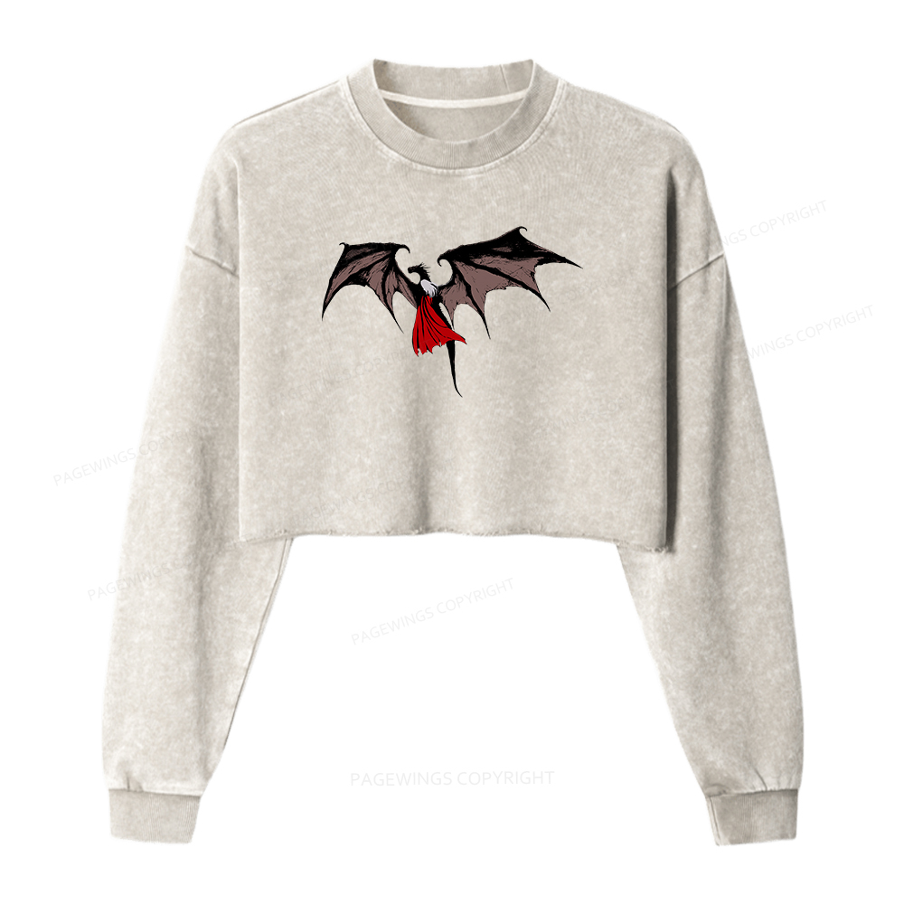 Pagewings Manon Blackbeak Women Washed Crop Sweatshirt