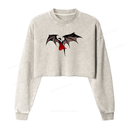Pagewings Manon Blackbeak Women Washed Crop Sweatshirt