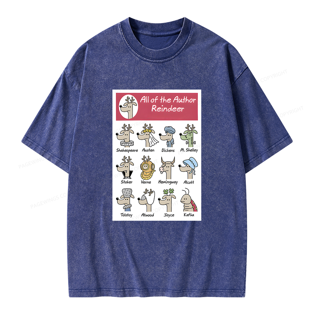 Pagewings All Of The Author Reindeer Unisex Washed T-shirt