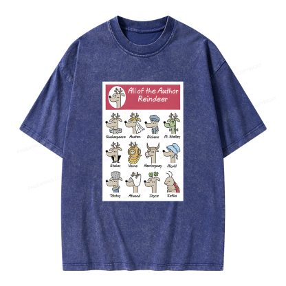 Pagewings All Of The Author Reindeer Unisex Washed T-shirt