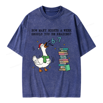 Pagewings How Many Nights A Week Should You Be Reading 6-7 Unisex Washed T-shirt