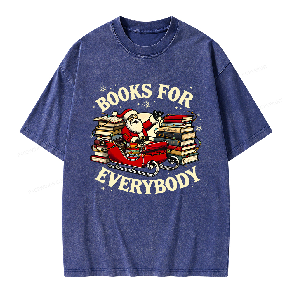 Pagewings Christmas Santa Book Lover Unisex Washed T-shirt