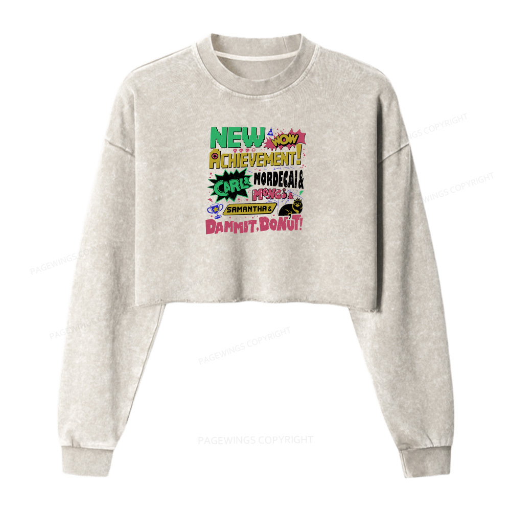 Pagewings New Achievement Women Washed Crop Sweatshirt