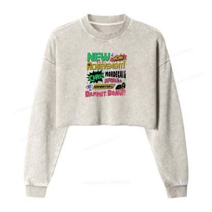 Pagewings New Achievement Women Washed Crop Sweatshirt