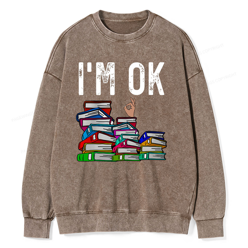 Pagewings Librarian Book Reader Funny Book Lover T Shirts Unisex Washed Sweatshirt